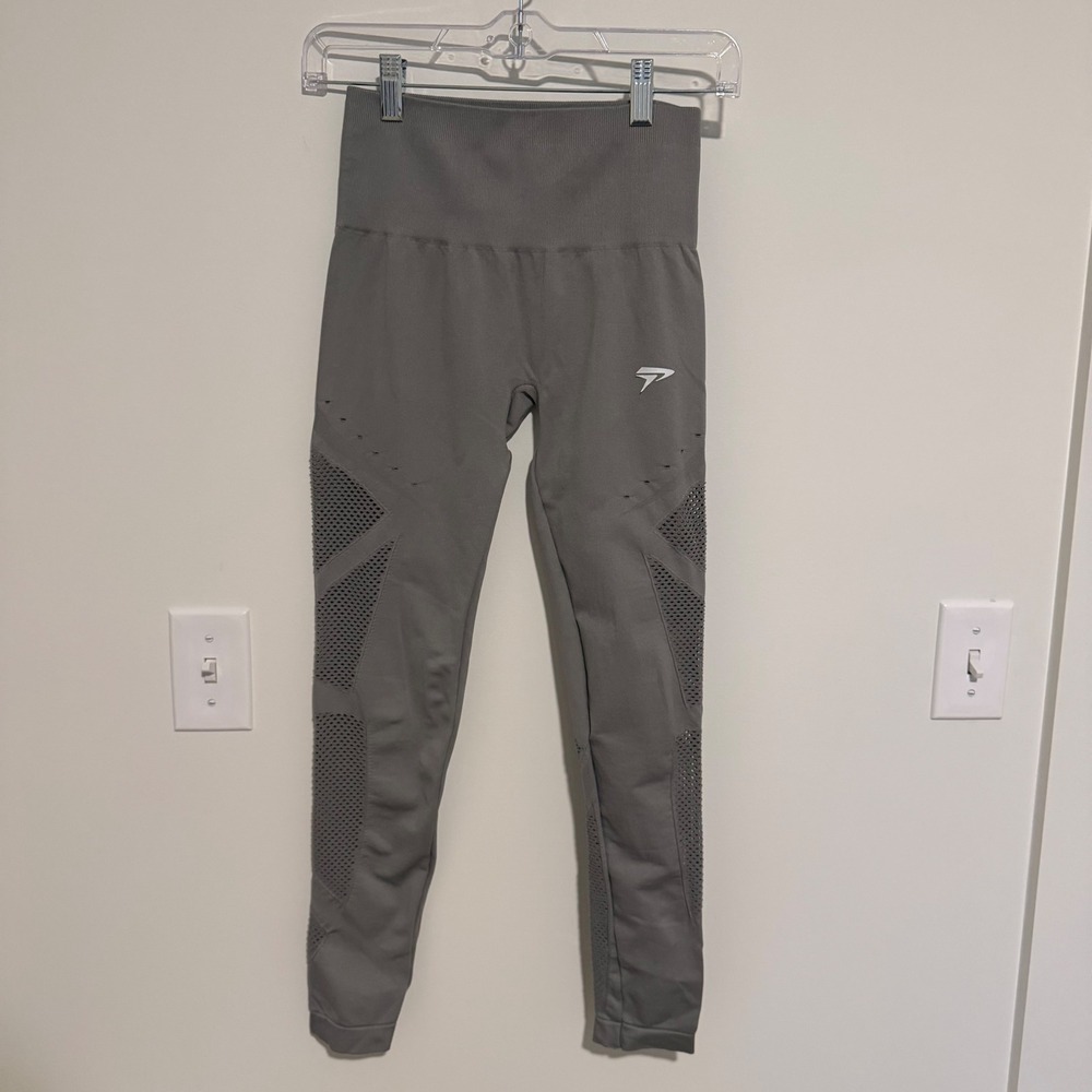 Physiq Apparel Womens Seamless High Waisted Mesh Leggings Grey Size S Athletic